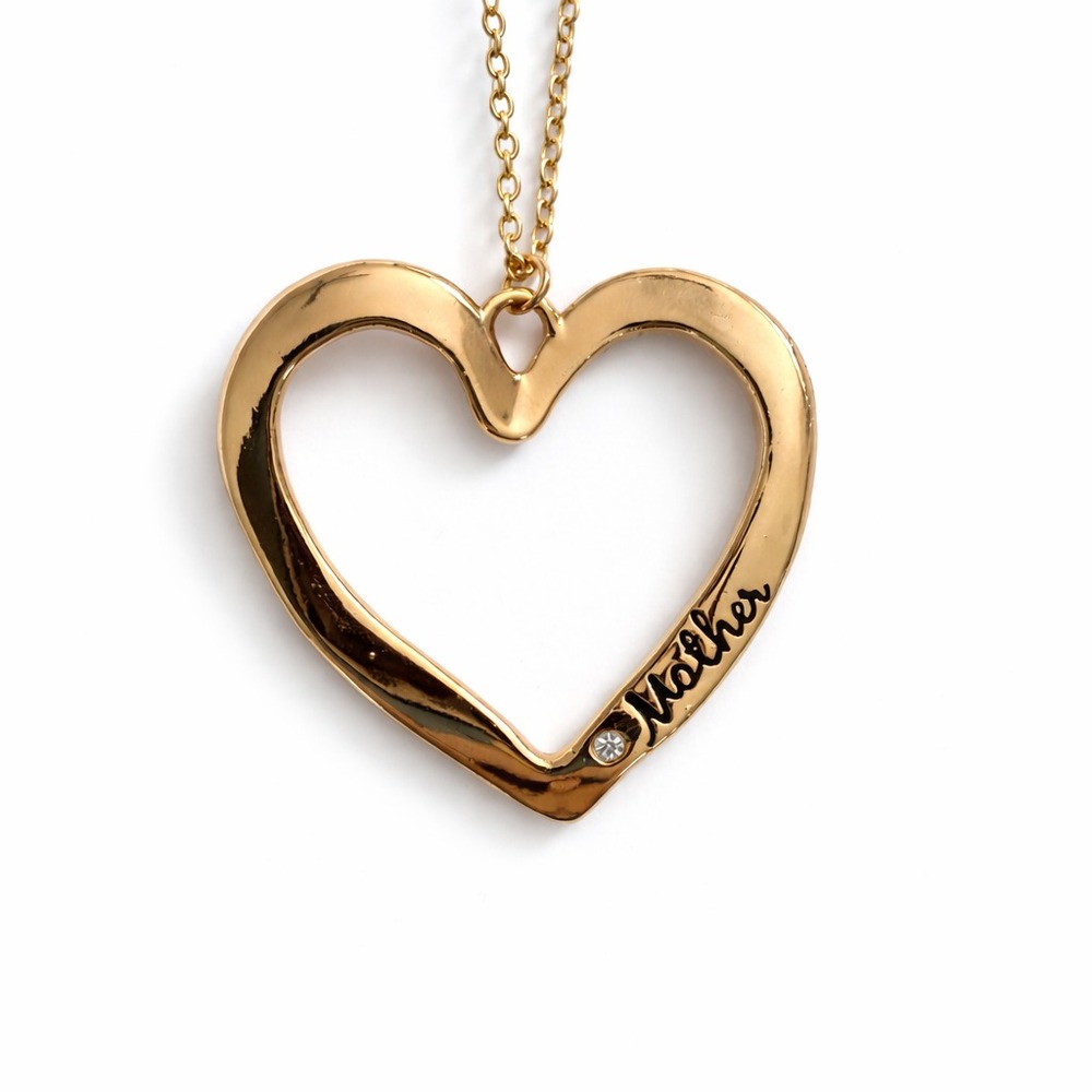 Paparazzi A Mother's Love Gold Heart Necklace Crystal Accent Lobster Clasp - Picture 2 of 5